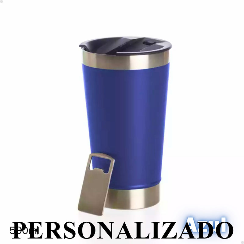 Copo Inox Com Tampa e Abridor 473ml - PERSONALIZADO