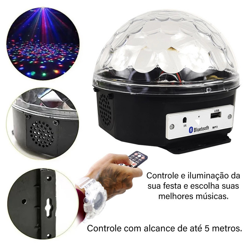 Globo de Luz LED Musical com Bluetooth e Controle Remoto