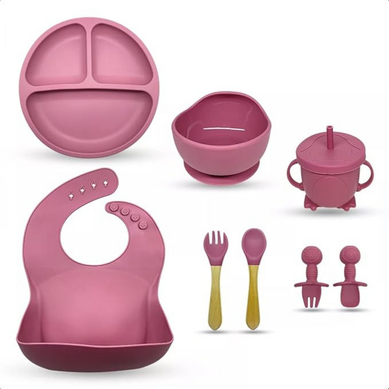 Kit Introdução Alimentar Bebê Utensílios de Silicone 8 Pçs B