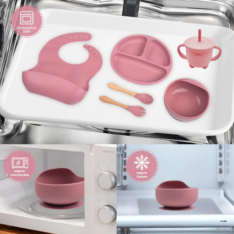 Kit Introdução Alimentar Bebê Utensílios de Silicone 8 Pçs B