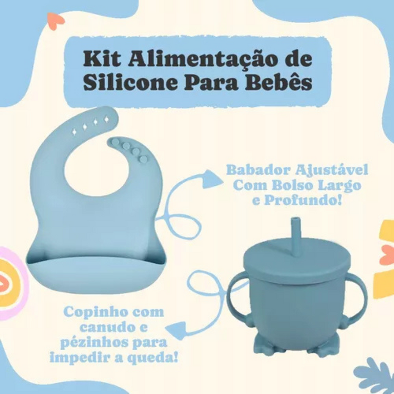 Kit Introdução Alimentar Bebê Utensílios de Silicone 8 Pçs B