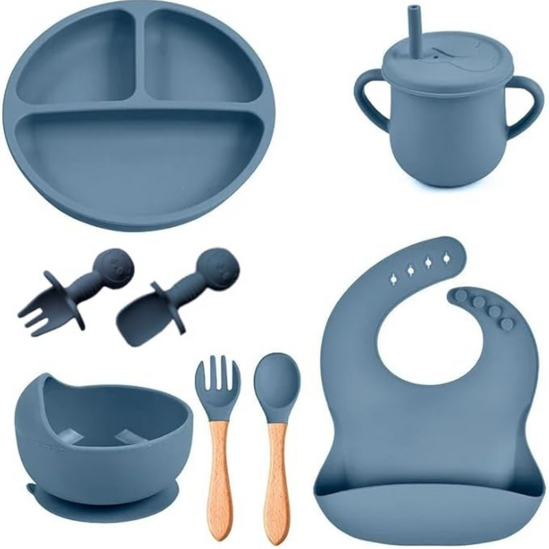 Kit Introdução Alimentar Bebê Utensílios de Silicone 8 Pçs B