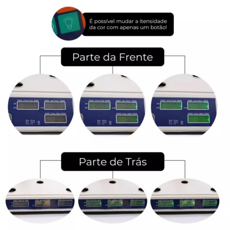 Balança 40kg bivolts 110/220v eletrônica recarregável