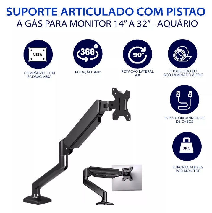 Suporte Articulado Para Monitor , Telas BMG-25