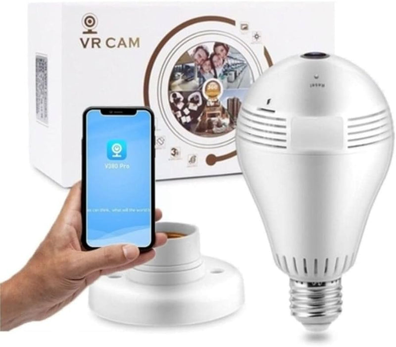 Lâmpada LED Câmera Espiã HD Wi-fi Panorâmica 360° com Soquete