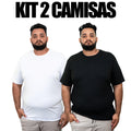 Kit 2 Camisas Plus Size Masculina Lisa Algodão Premium