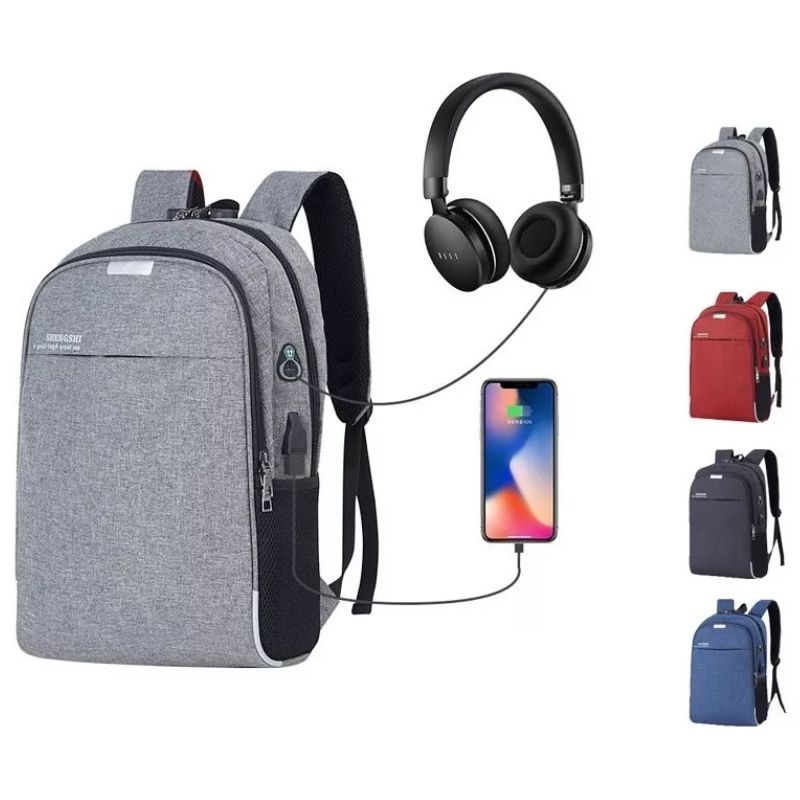 Mochila Negócios Notebook Saida Cabo Aux Usb Fone Ouvido