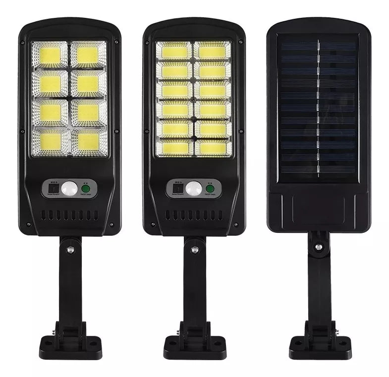 Luminária Lâmpada Solar de Parede 128 COB Rua Poste Sensor de Movimento com Alarme e Controle