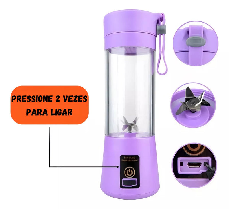 Mini Liquidificador Portátil Suco Shake Take Juice Cup 6 Lâminas + Cabo USB