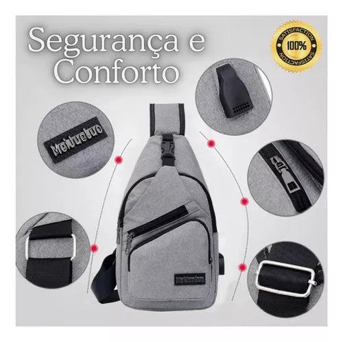 Bolsa Masculina com carregador USB mensageiro B4