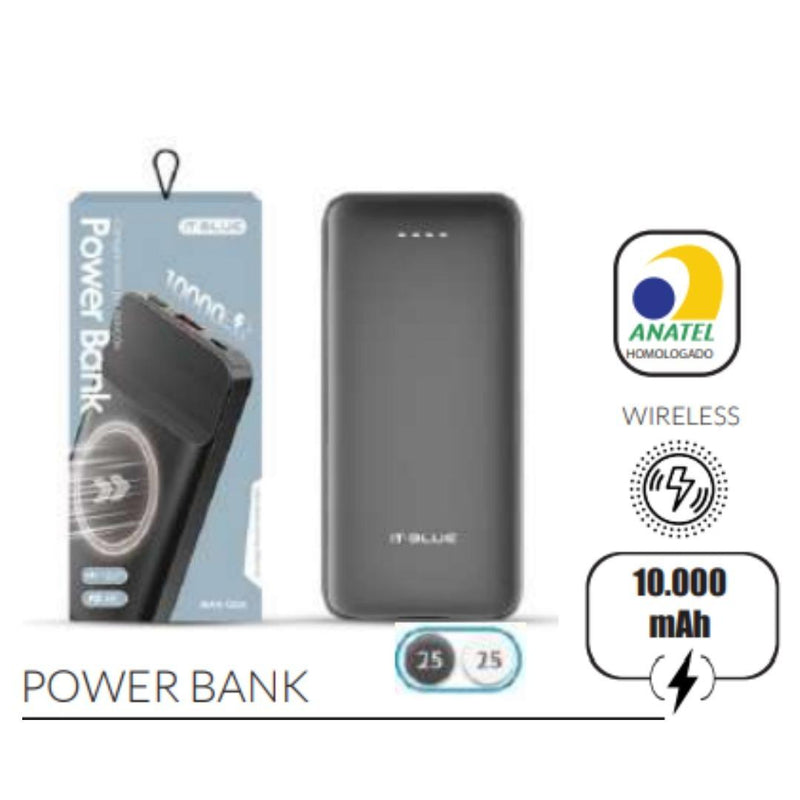 CARREGADOR PORTATIL POWER BANK 10.000 MHA WIRELESS SEM FIO MAX0536