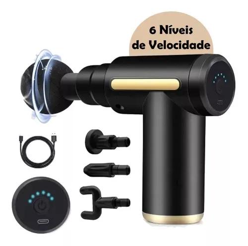 MASSAGEADOR PISTOLA MASSAGE GUN 4 PONTEIRAS MUSCULAR PROFISSIONAL 6 VELOCIDADES ELETRICA E RECARREGAVEL