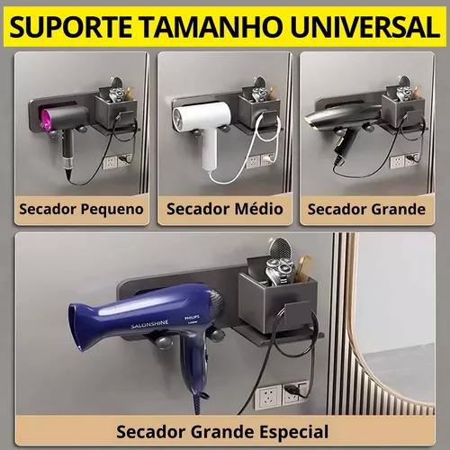 SUPORTE ORGANIZADOR PARA SECADOR BANHEIRO + ITENS DE MAQUIAGEM EM ALUMINIO DESING MODERNO