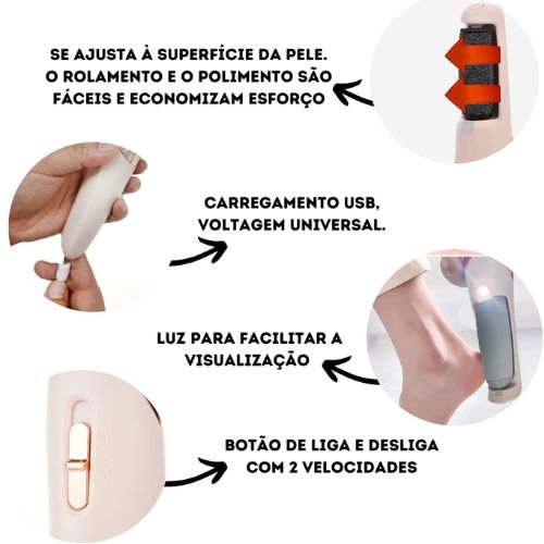 Lixa Esfoliador de Pé e Lixadeira Portátil de Calos Para Pés